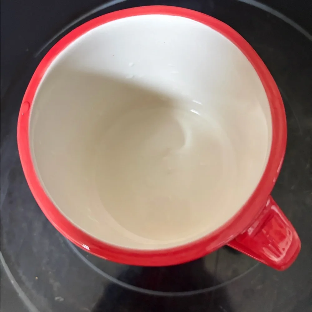 Anthropologie hand painted Red Ceramic Monogram 'E' Mug - Picture 2 of 3